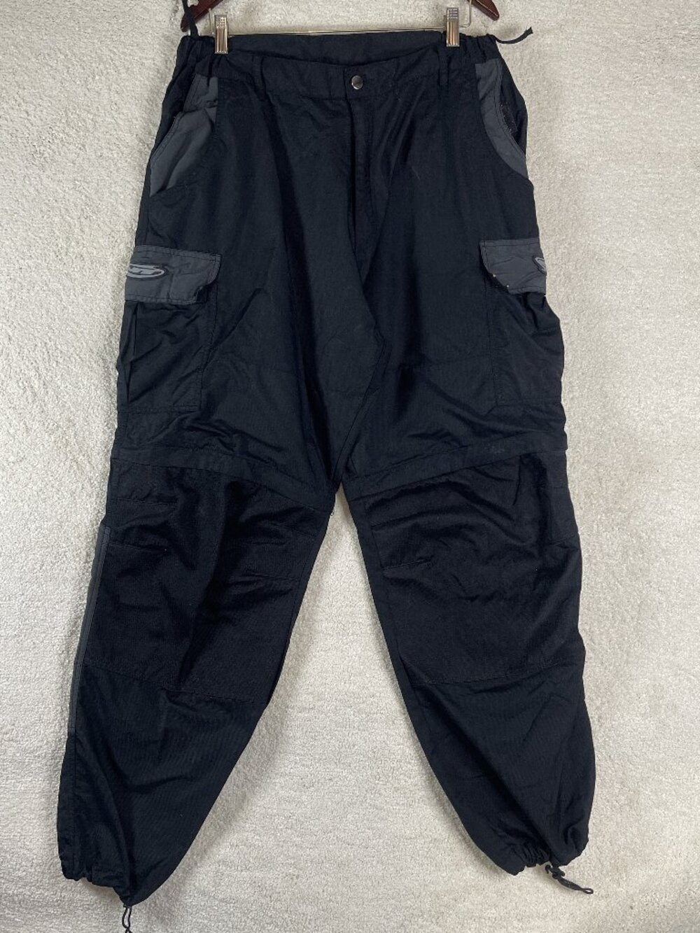 Vintage JT RACING Black Nylon Convertible Cargo Motocross Paintball Pants Sz 40
